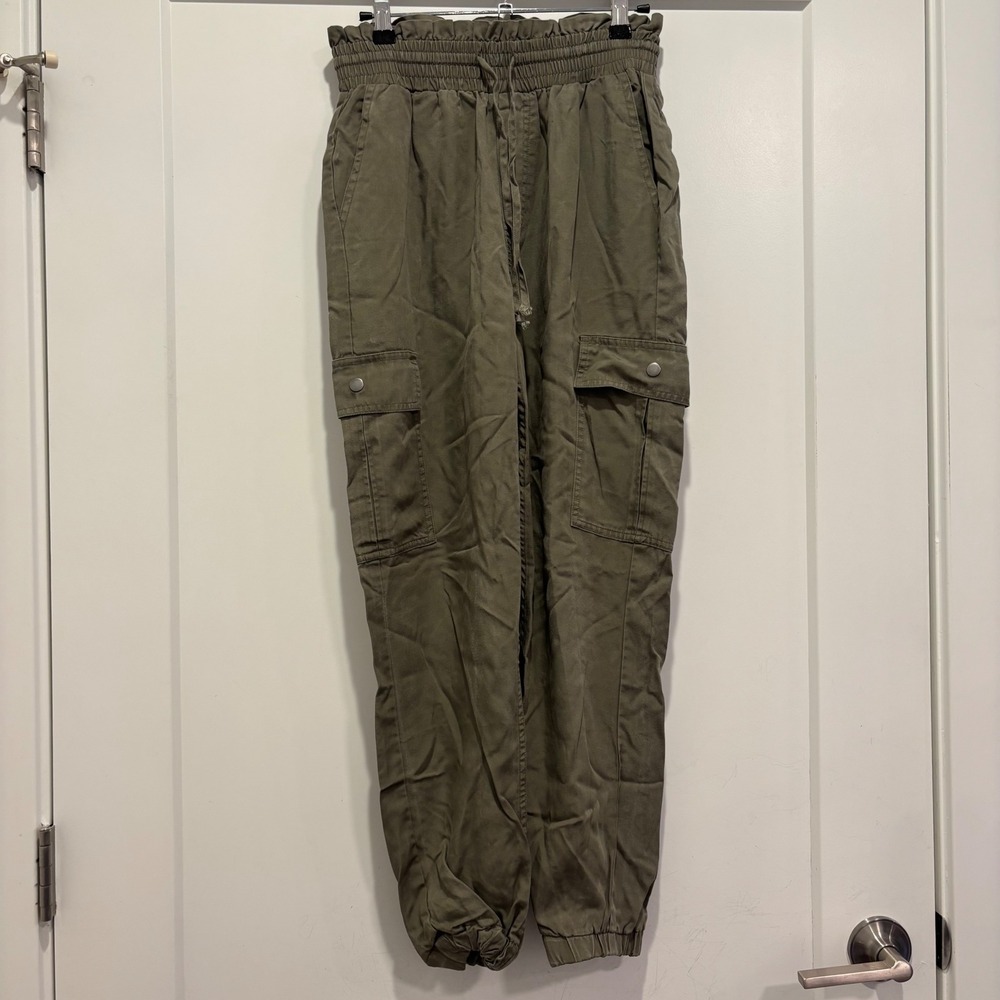Abercrombie & Fitch Olive Green Paperbag Waist Cargo Jogger Pants Small